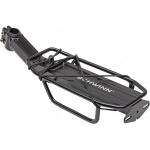 Schwinn Deluxe Alloy Rear Bike Rack, 20 lbs Capacity, Lightweight, Compact and Durable Construction, Fits Most Adult Bicycles, Cargo Options for Backpack, Gear & More, Bicycle Rack for Back of Bike